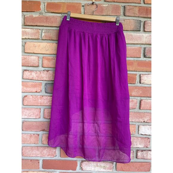 Delia*s, Size Medium, Plum Purple High-Low Chiffon Overlay Skirt, Y2K, Flowy EUC - Picture 4 of 5